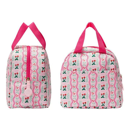 Personalized Girls Backpack Set | Cherry or Pink Gingham Embroidered Backpack, Lunch Box & Water Bottle | Custom Name School Bag - Nifty Decor & More