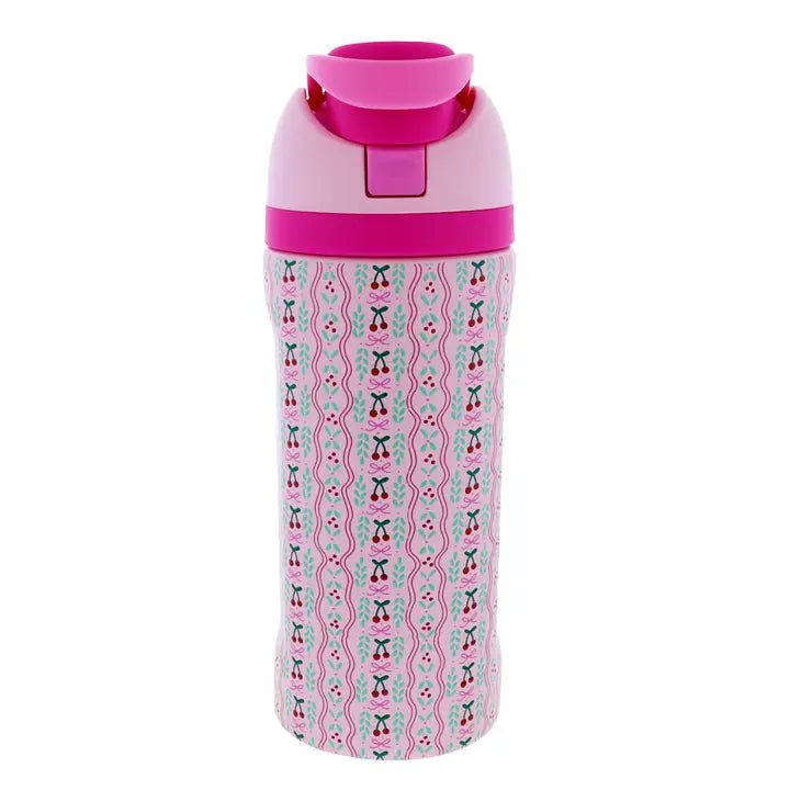 Personalized Girls Backpack Set | Cherry or Pink Gingham Embroidered Backpack, Lunch Box & Water Bottle | Custom Name School Bag - Nifty Decor & More