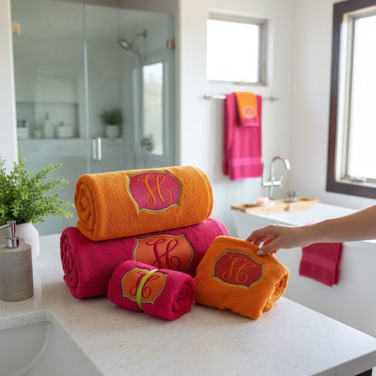Personalized Luxury Embroidered Towel Set Custom Monogrammed Hand and Bath Towels for Home - Nifty Decor & More