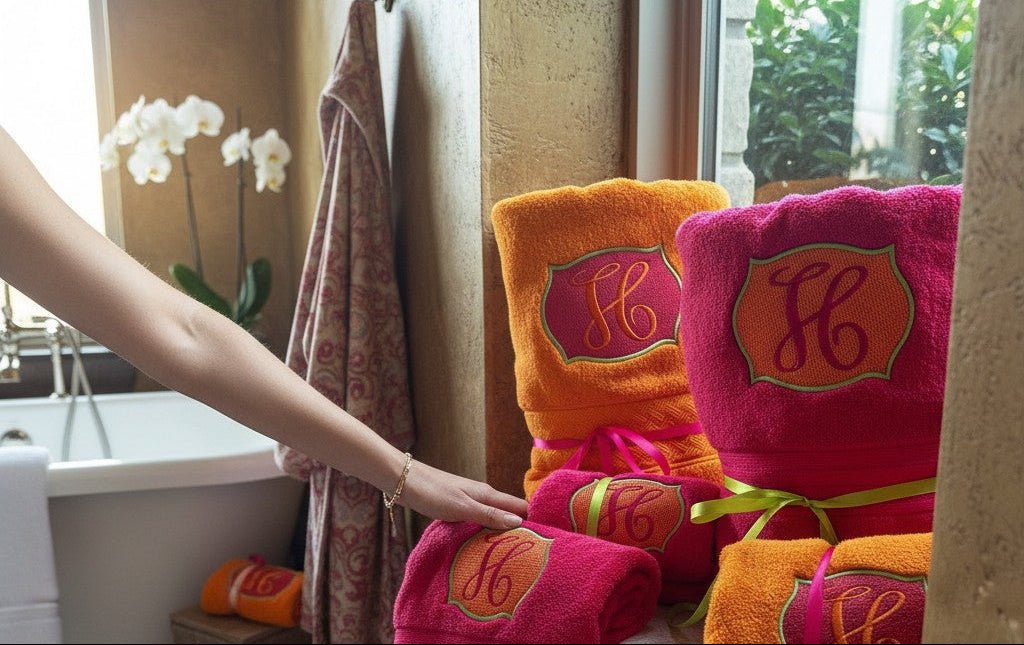 Personalized Luxury Embroidered Towel Set Custom Monogrammed Hand and Bath Towels for Home - Nifty Decor & More