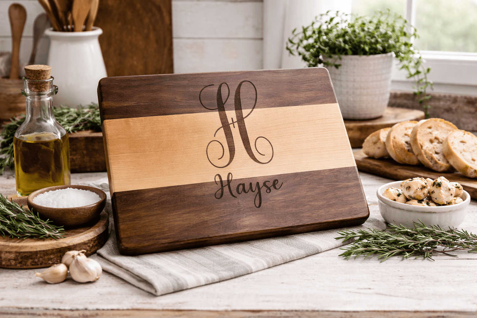 Personalized Multi - Wood Cutting Board - Nifty Decor & More