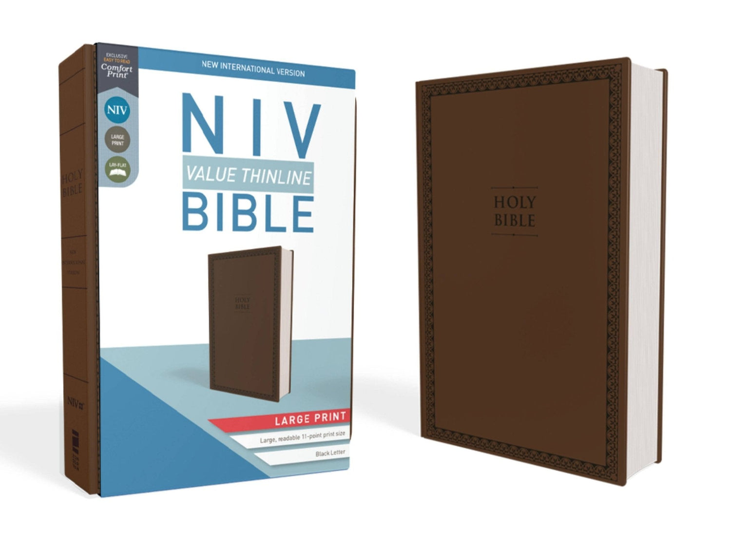 Personalized - NIV Value Thinline Bible, Large Print, Leathersoft, Brown - Nifty Decor & More