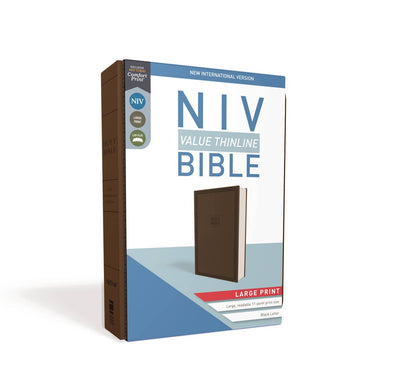 Personalized - NIV Value Thinline Bible, Large Print, Leathersoft, Brown - Nifty Decor & More