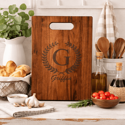 Personalized Walnut Cutting Board with Handle - Nifty Decor & More