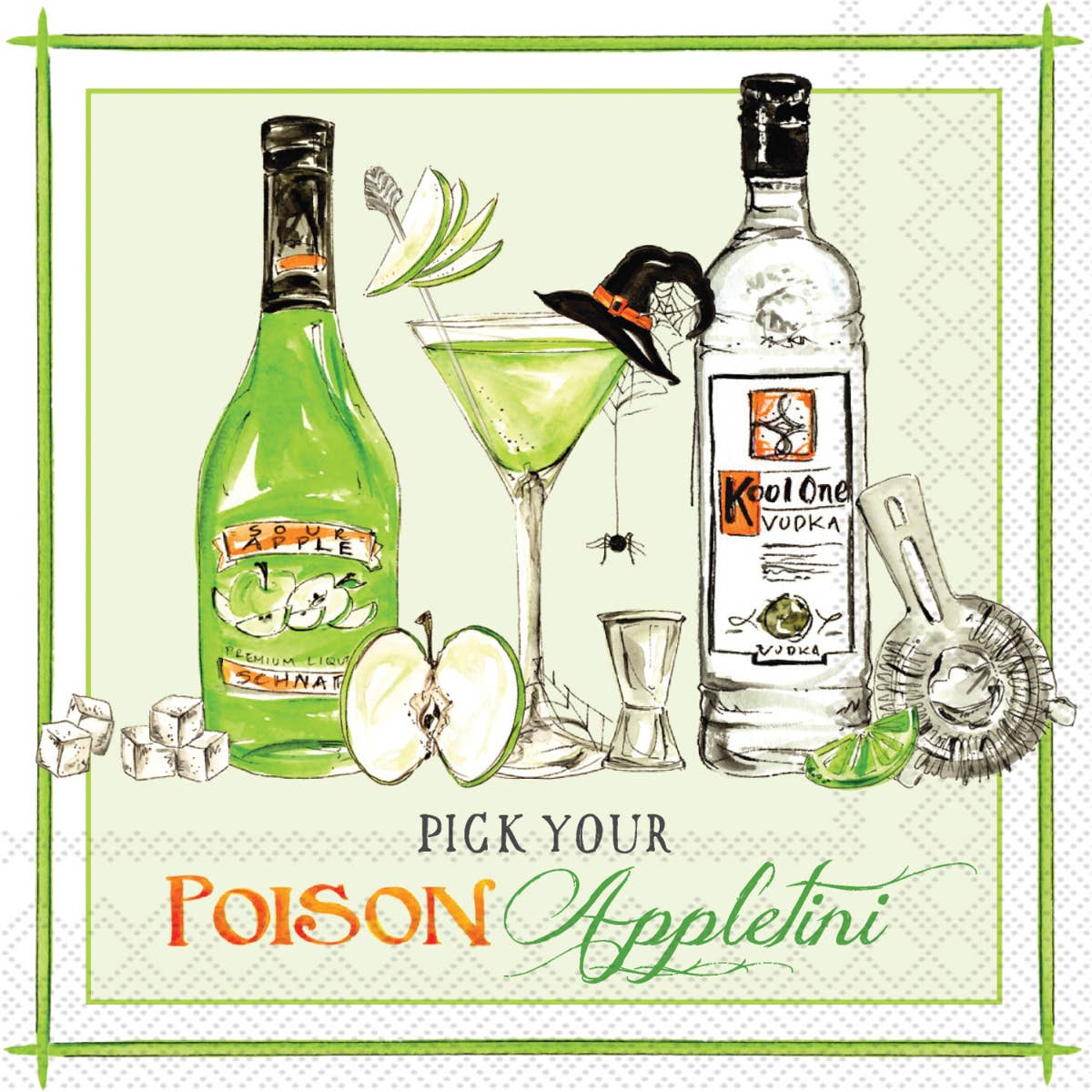 Pick Your Poison Appletini Paper Cocktail Napkin Pack of 20 - Nifty Decor & More