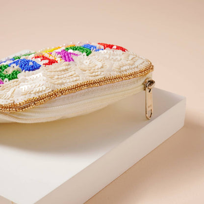 Pickleball Beaded Coin Pouch, Fun Playful Small Accessory Bag for Pickleball Fans, Unique Sports Gift Idea - Nifty Decor & More