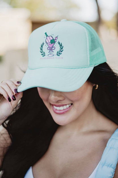 Pickleball Club Martini Foam Trucker Cap, Chic Girly Summer Hat, Fun Outdoor Sun Protection, Trendy Gift for Her - Nifty Decor & More