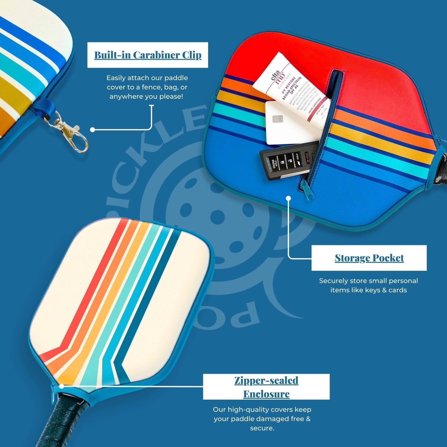 Pickleball Paddle Cover with Love Heart Design, Durable Storage & Fence Hook, Perfect Gift for Pickleball Players - Nifty Decor & More