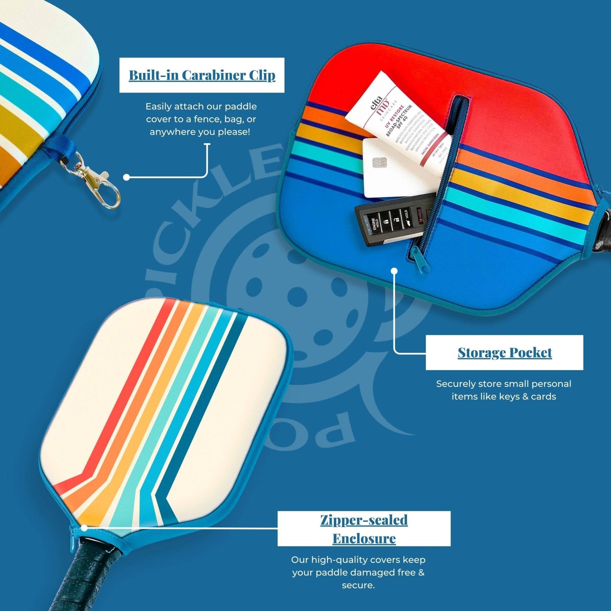 Pickleball Paddle Cover with Love Heart Design, Durable Storage & Fence Hook, Perfect Gift for Pickleball Players - Nifty Decor & More