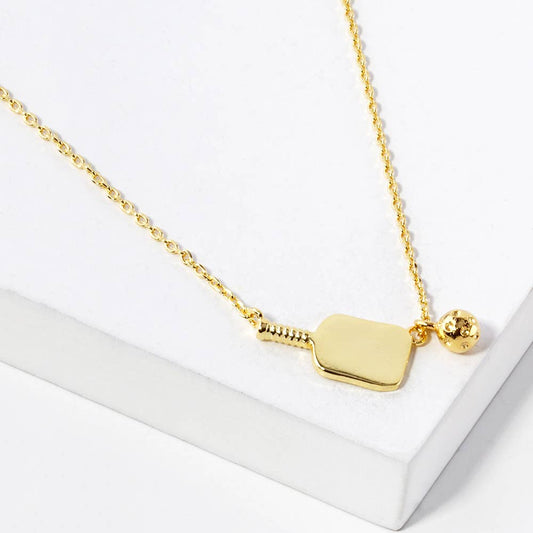 Pickleball Paddle Pendant Necklace, Handmade Gold - Dipped Brass, Hypoallergenic Jewelry for Sports Lovers, Gift for Pickleball Enthusiasts - Nifty Decor & More