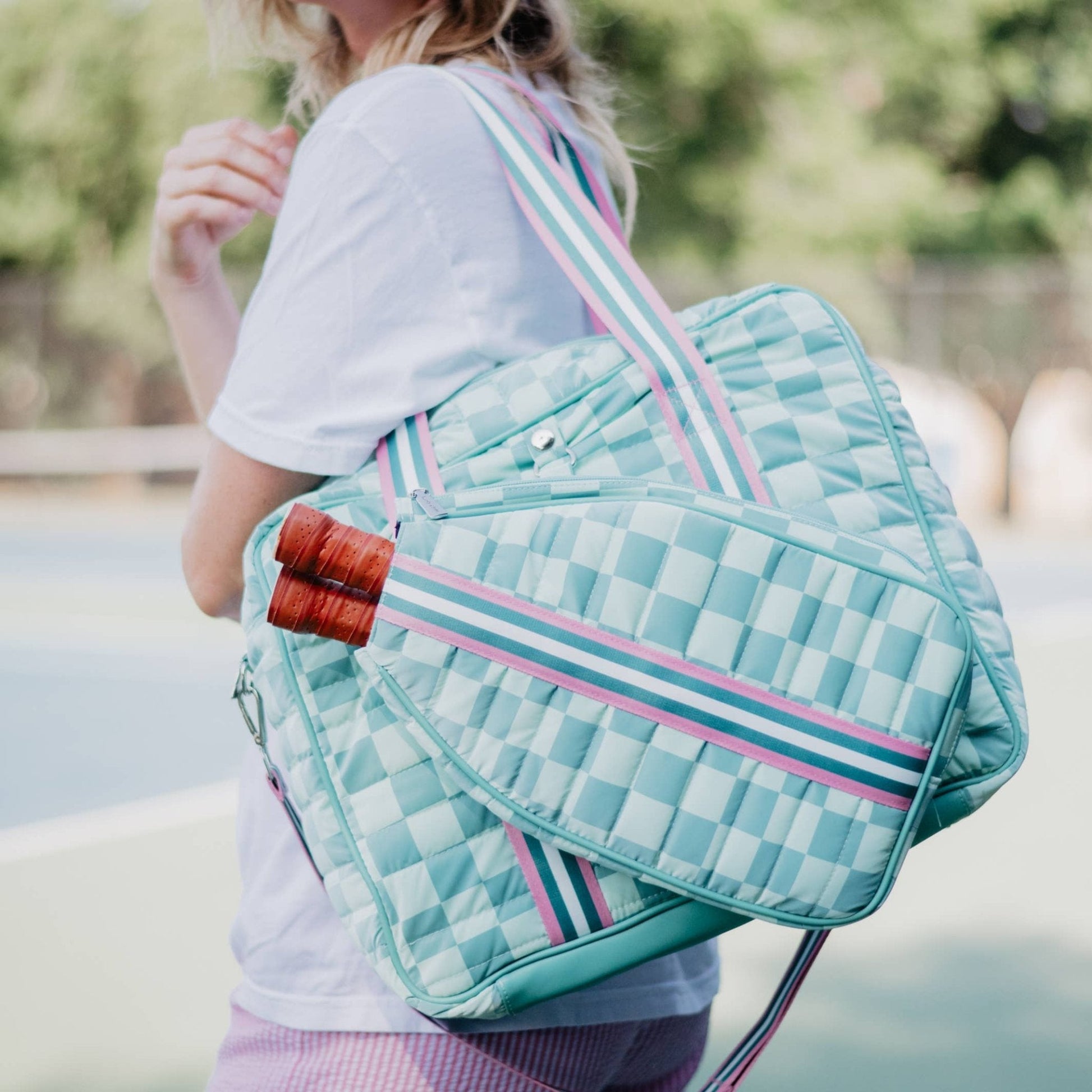 Pickleball Pattern Tote Bag, Vibrant Sporty Design, Perfect for Court Gear, Unique Pickleball Gift - Nifty Decor & More