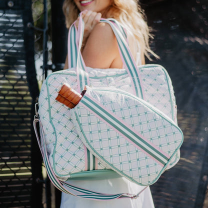 Pickleball Pattern Tote Bag, Vibrant Sporty Design, Perfect for Court Gear, Unique Pickleball Gift - Nifty Decor & More
