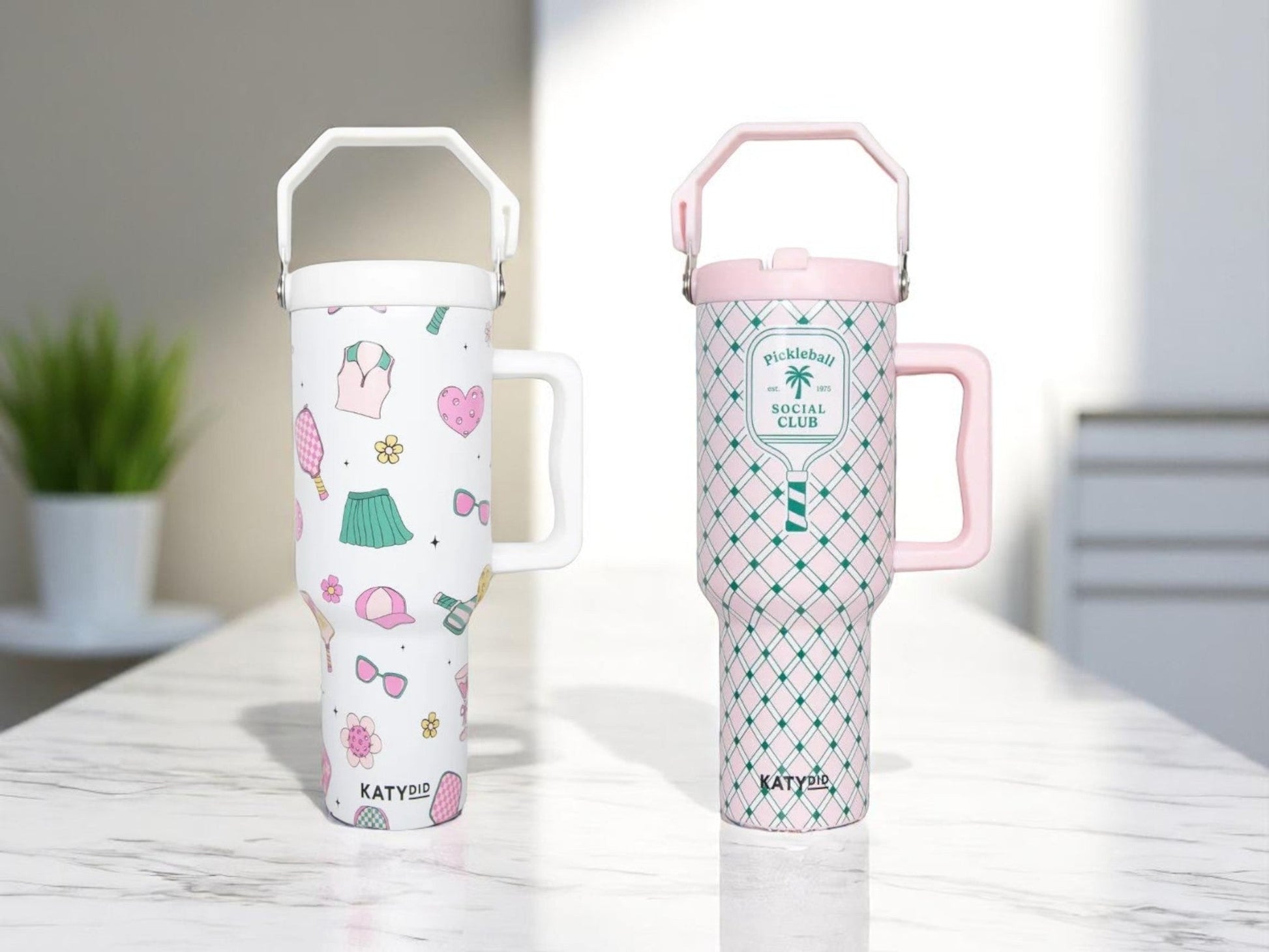 Pickleball Tumbler 38oz, Stylish Pink Insulated Drinkware for On - the - Go, Sporty Gift Idea - Nifty Decor & More