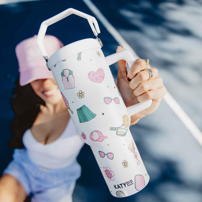 Pickleball Tumbler 38oz, Stylish Pink Insulated Drinkware for On-the-Go, Sporty Gift Idea Tumbler Pickleball Items