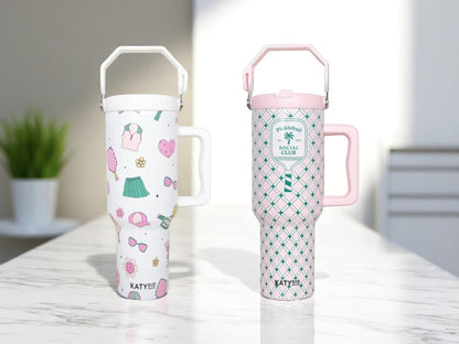 Pickleball Tumbler 38oz, Stylish Pink Insulated Drinkware for On-the-Go, Sporty Gift Idea Tumbler