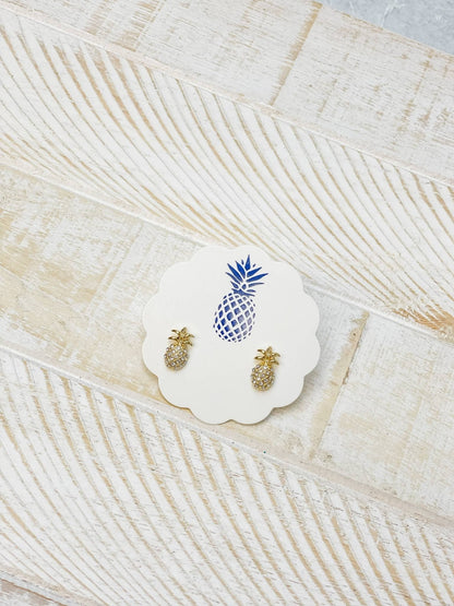 Pineapple Stud Earrings, mini tropical charm enamel jewelry, brighten up your style, unique gift for pineapple lovers - Nifty Decor & More