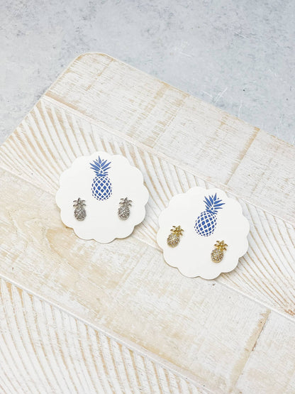 Pineapple Stud Earrings, mini tropical charm enamel jewelry, brighten up your style, unique gift for pineapple lovers Stud Earrings