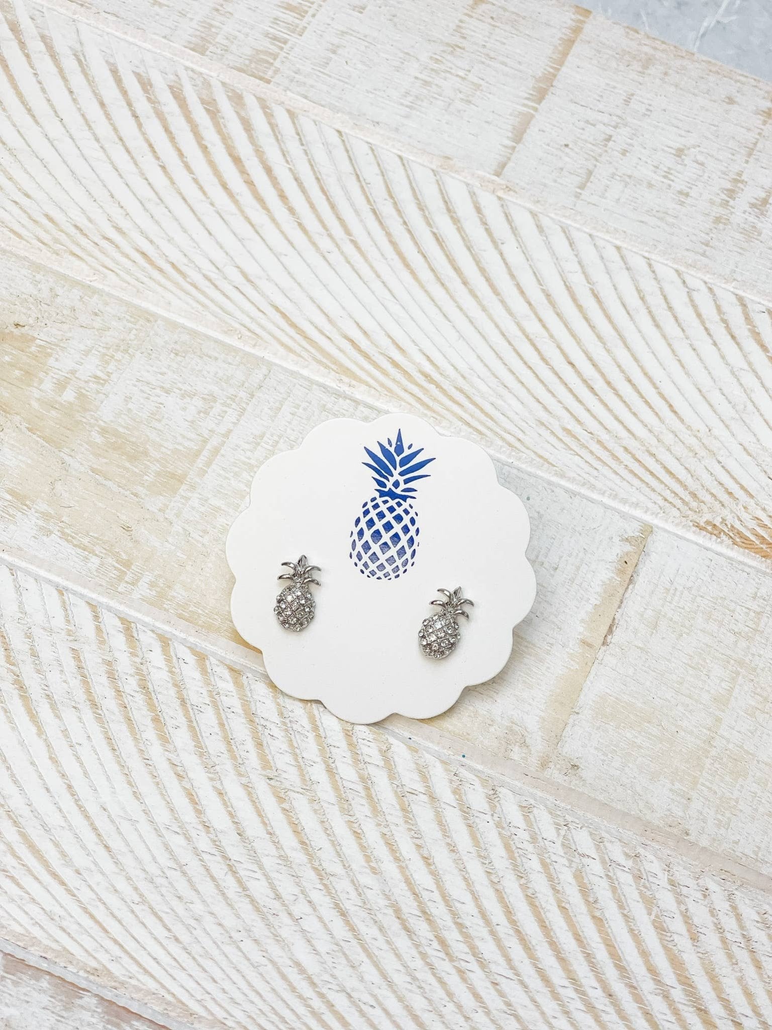 Pineapple Stud Earrings, mini tropical charm enamel jewelry, brighten up your style, unique gift for pineapple lovers Stud Earrings Silver