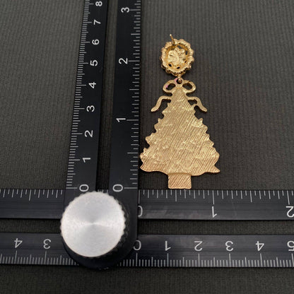 Pink Bow Christmas Tree Dangle Earrings - Nifty Decor & More