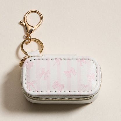 Pink Bow Mini Jewelry Travel Case with Keychain - Nifty Decor & More