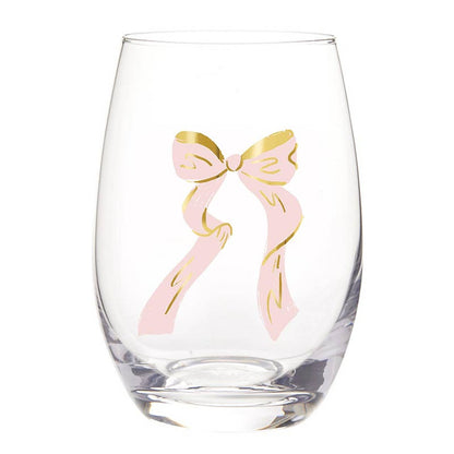 Pink Bow Stemless Wine Glass - Nifty Decor & More