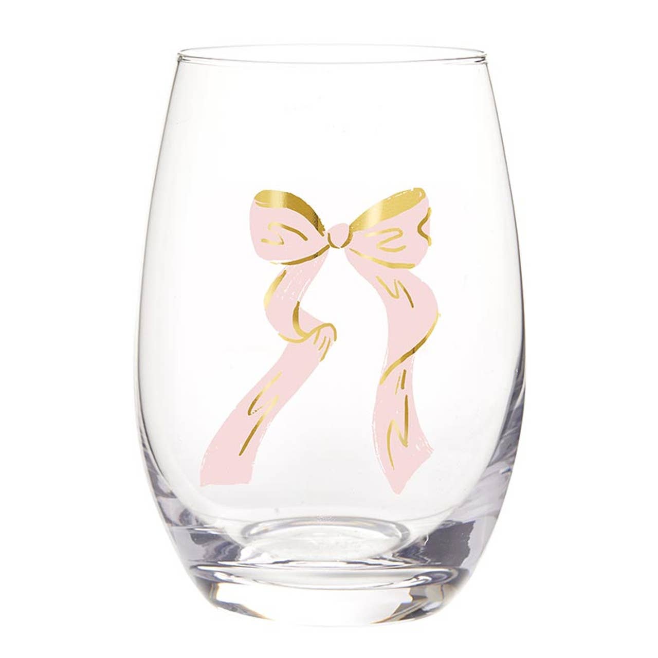 Pink Bow Stemless Wine Glass - Tumblers