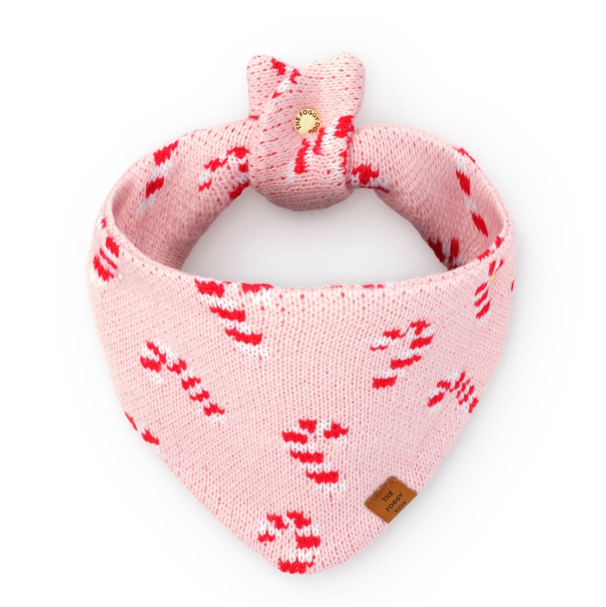 Pink Candy Canes Knit Dog Bandana - Nifty Decor & More