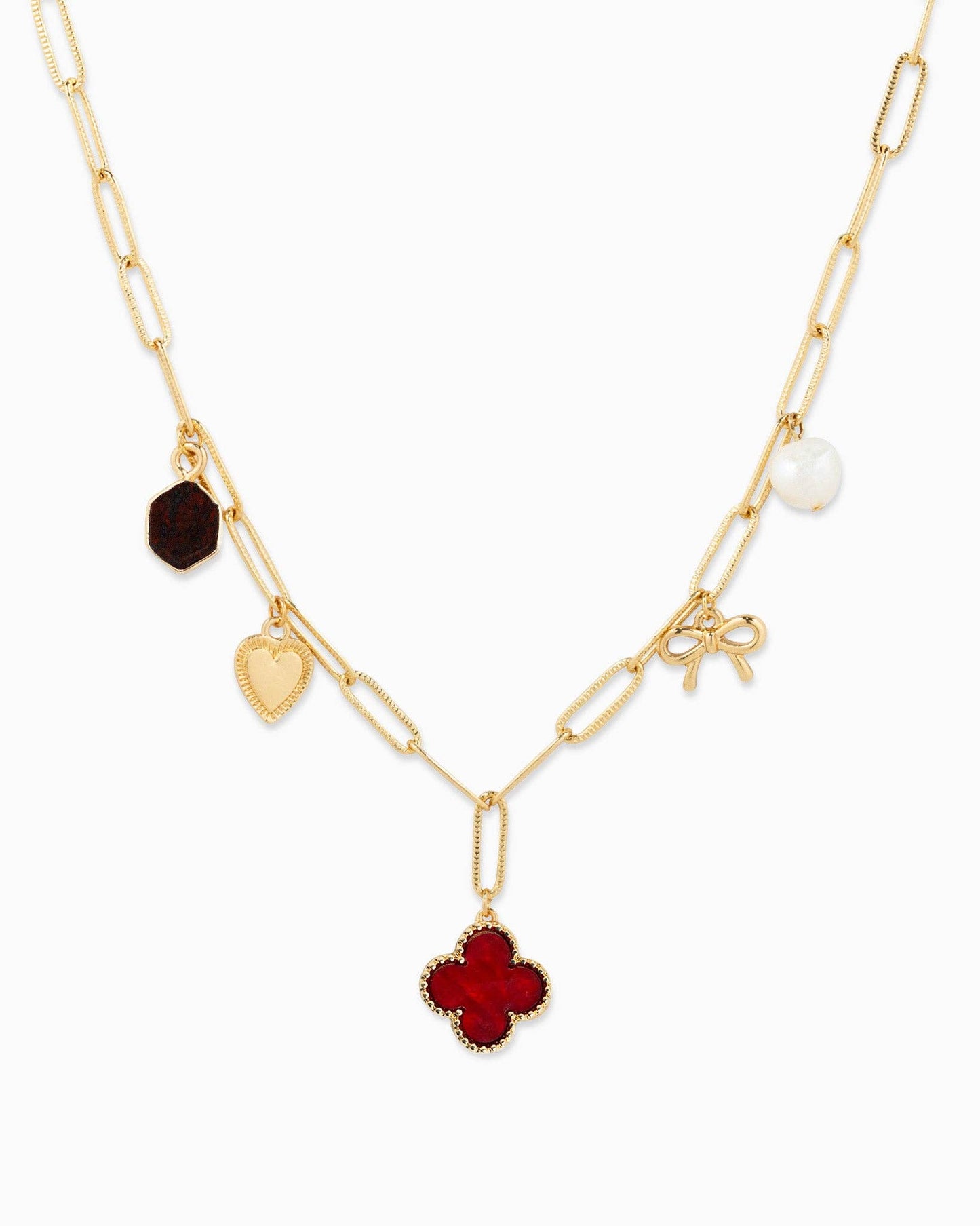 Pink Clover Multi Charm Pendant Necklace