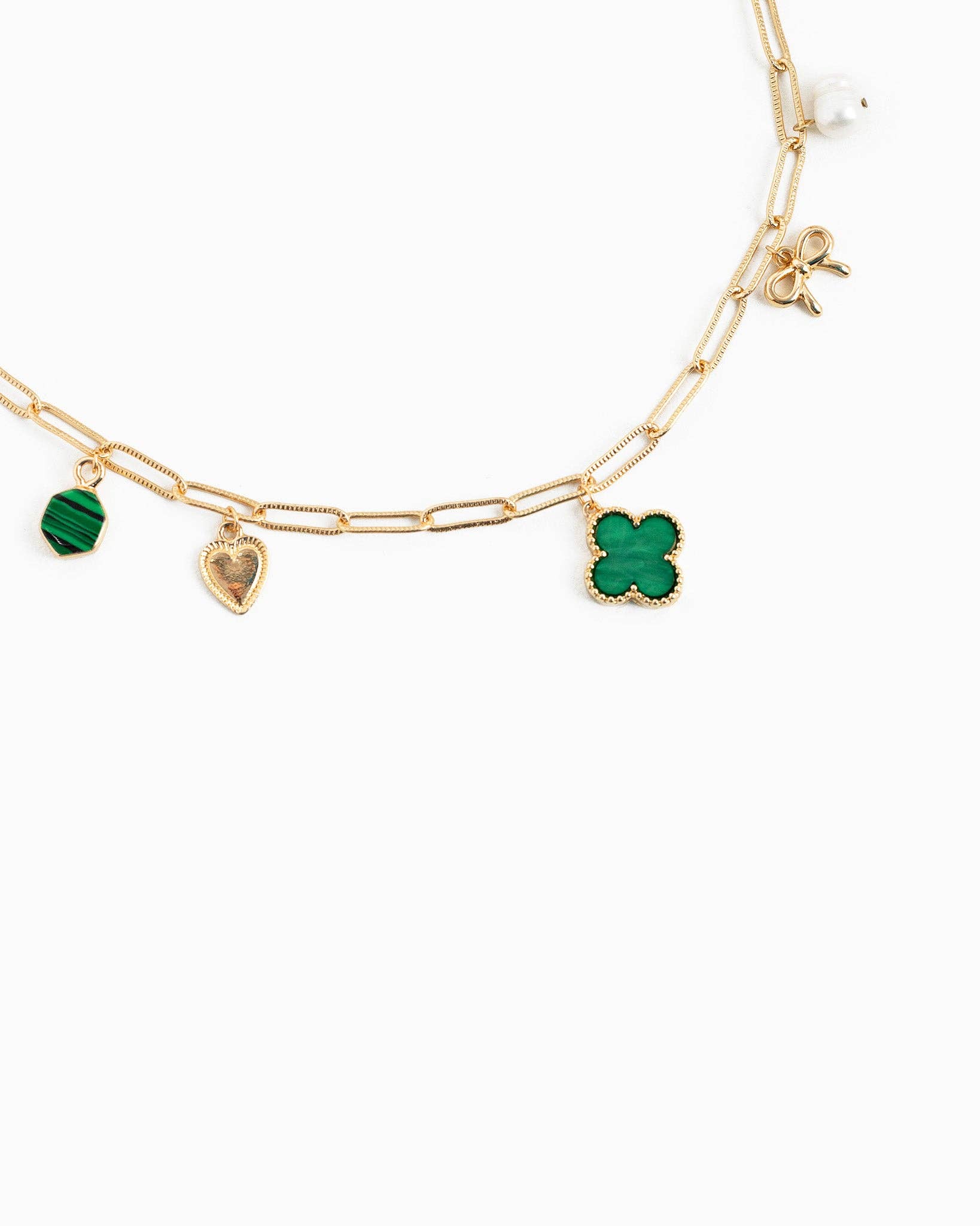 Pink Clover Multi Charm Pendant Necklace