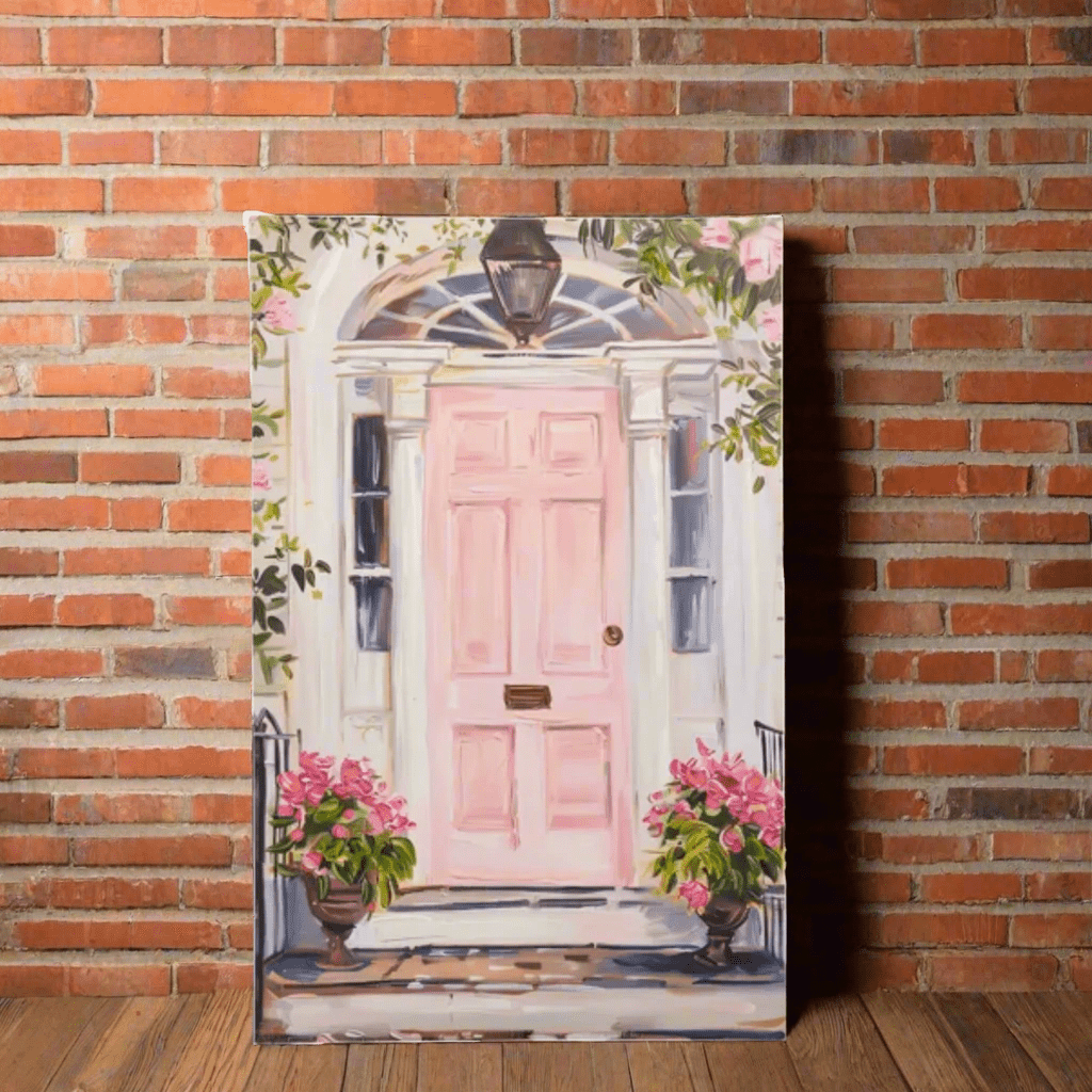 Pink Door Wall Art, 27.5" Vibrant Home Decor for Living Room & Bedroom, Unique Gift Idea for Art Lovers - Nifty Decor & More