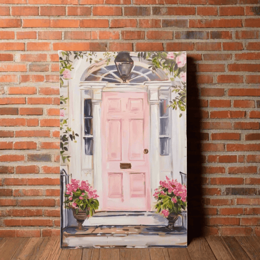Pink Door Wall Art, 27.5" Vibrant Home Decor for Living Room & Bedroom, Unique Gift Idea for Art Lovers Wall Art