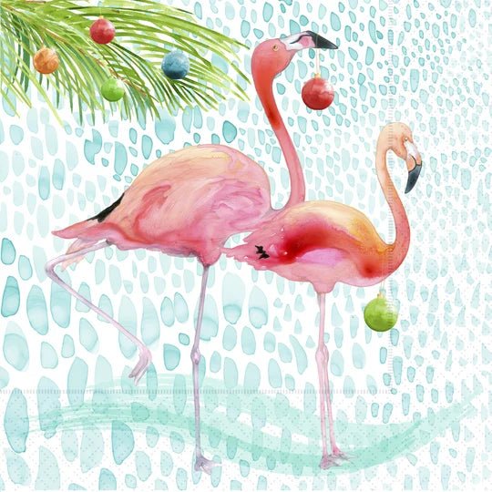 Pink Flamingo Christmas Cocktail Napkin - Nifty Decor & More
