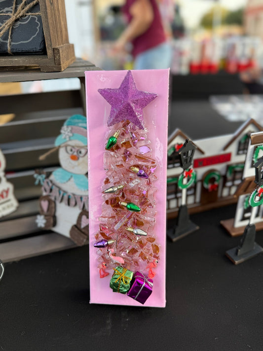 Pink Flamingo Christmas Tree Resin Frame - Nifty Decor & More