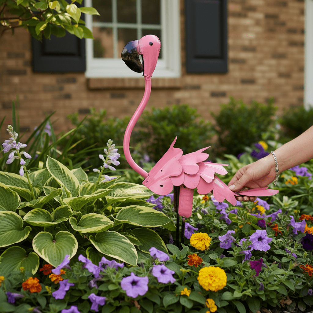 Pink Flamingo Metal Garden Art - Nifty Decor & More