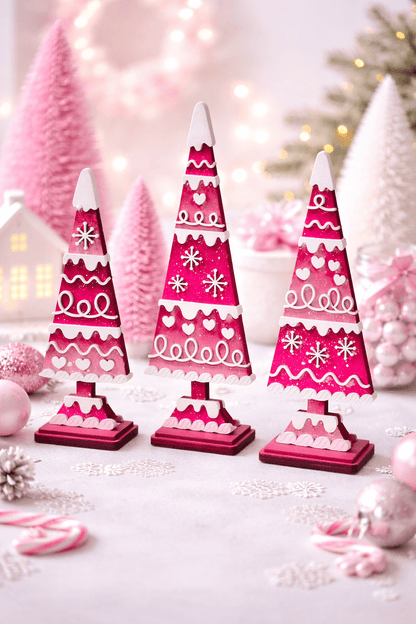 Pink Heart Tree Decor – Valentine’s Day Tabletop Tree – Pink Christmas Gingerbread Tree – Winter Holiday Decor - Nifty Decor & More