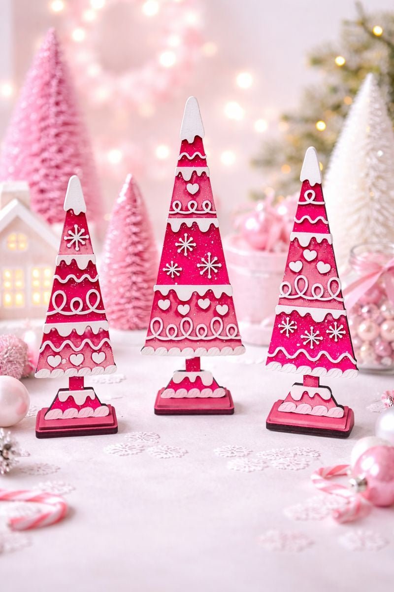 Pink Heart Tree Decor – Valentine’s Day Tabletop Tree – Pink Christmas Gingerbread Tree – Winter Holiday Decor - Nifty Decor & More