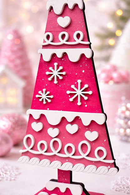 Pink Heart Tree Decor – Valentine’s Day Tabletop Tree – Pink Christmas Gingerbread Tree – Winter Holiday Decor - Nifty Decor & More