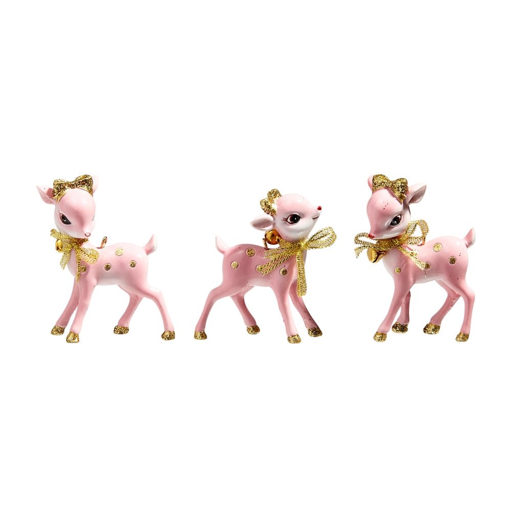 Pink Retro Deer 3" Ornaments by Raz Imports - Nifty Decor & More