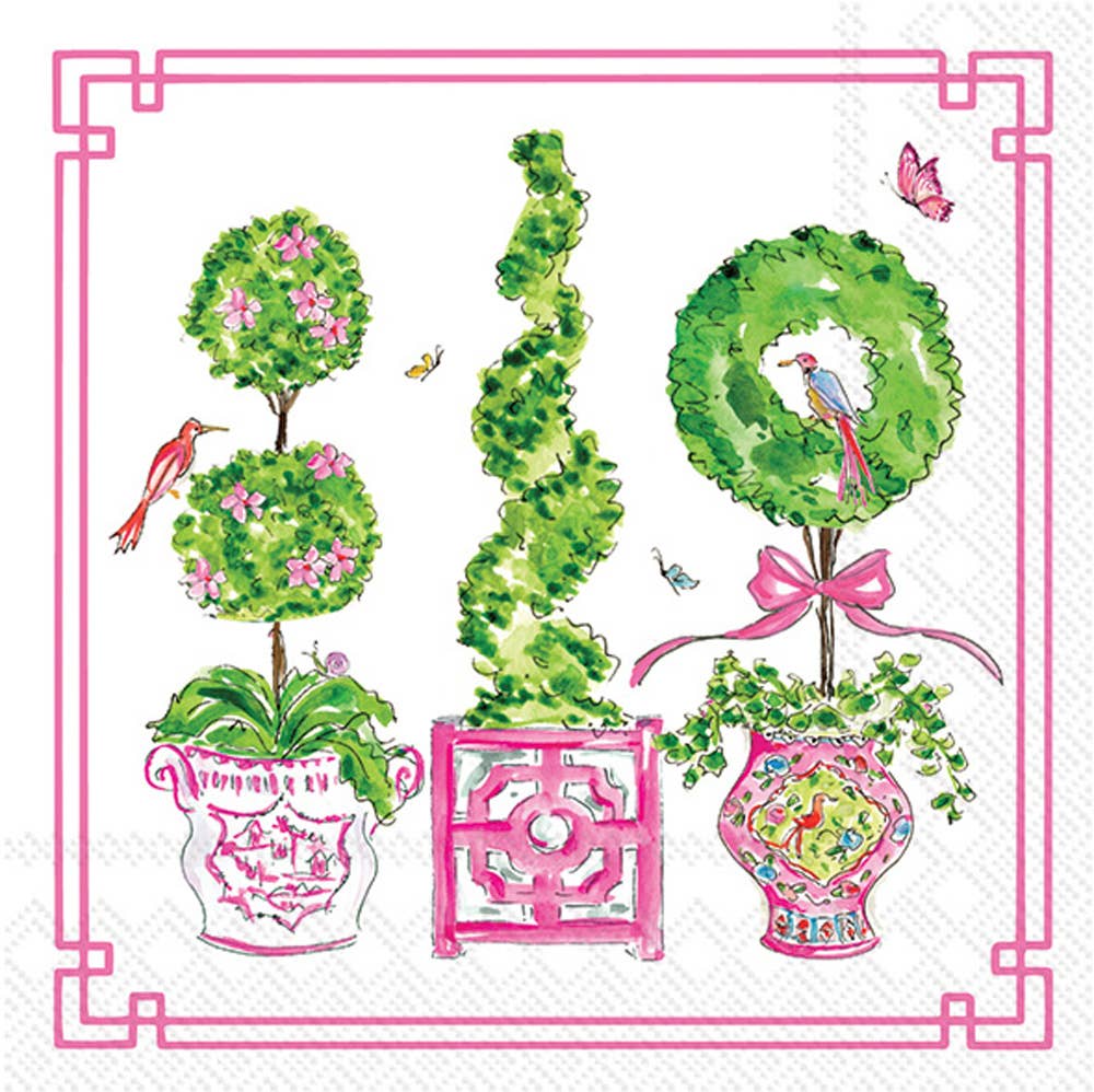 Pink Topiaries Paper Cocktail Napkin 20 Ct - Nifty Decor & More