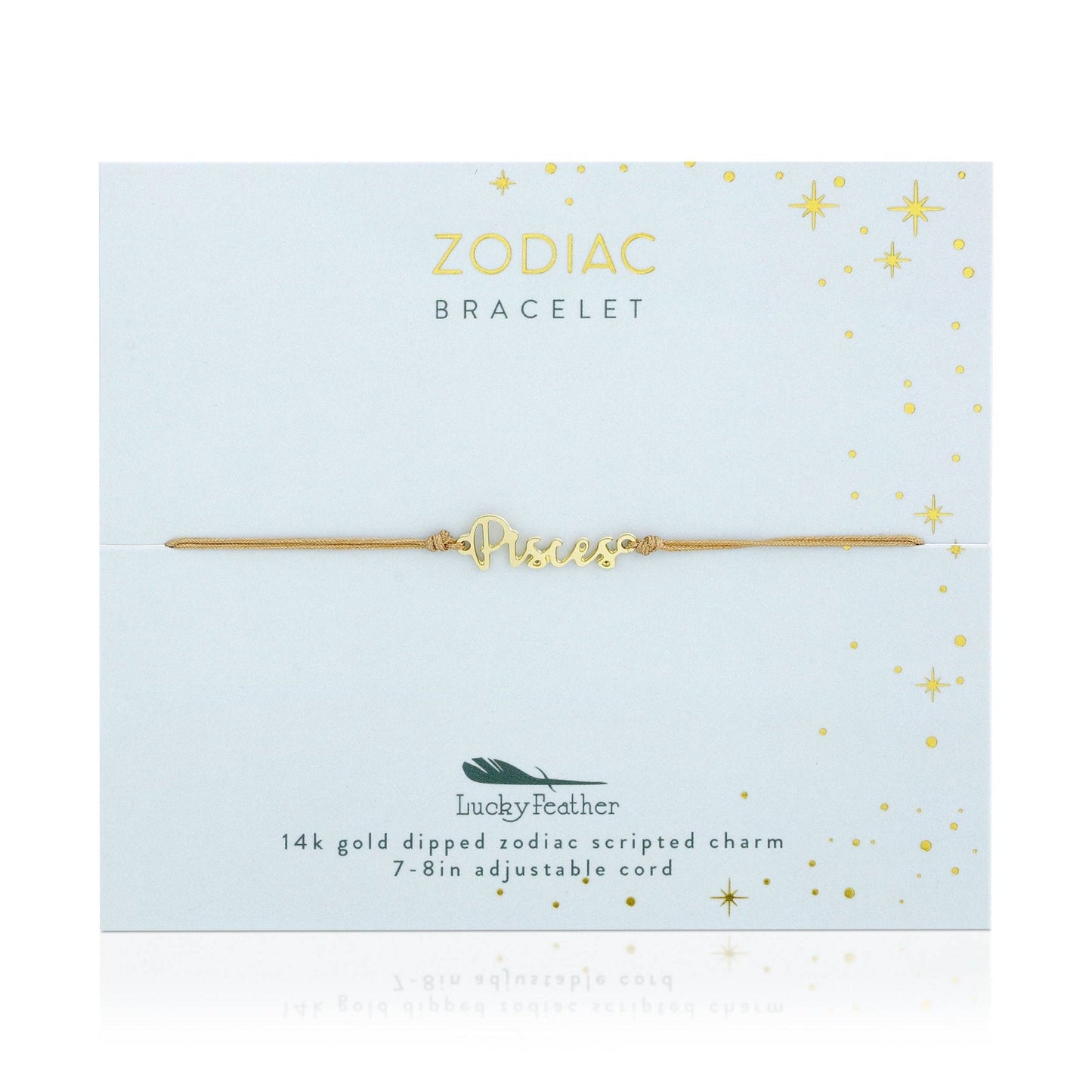 PISCES Zodiac Cord Bracelet Gold - February 19 - March 20 - Nifty Decor & More
