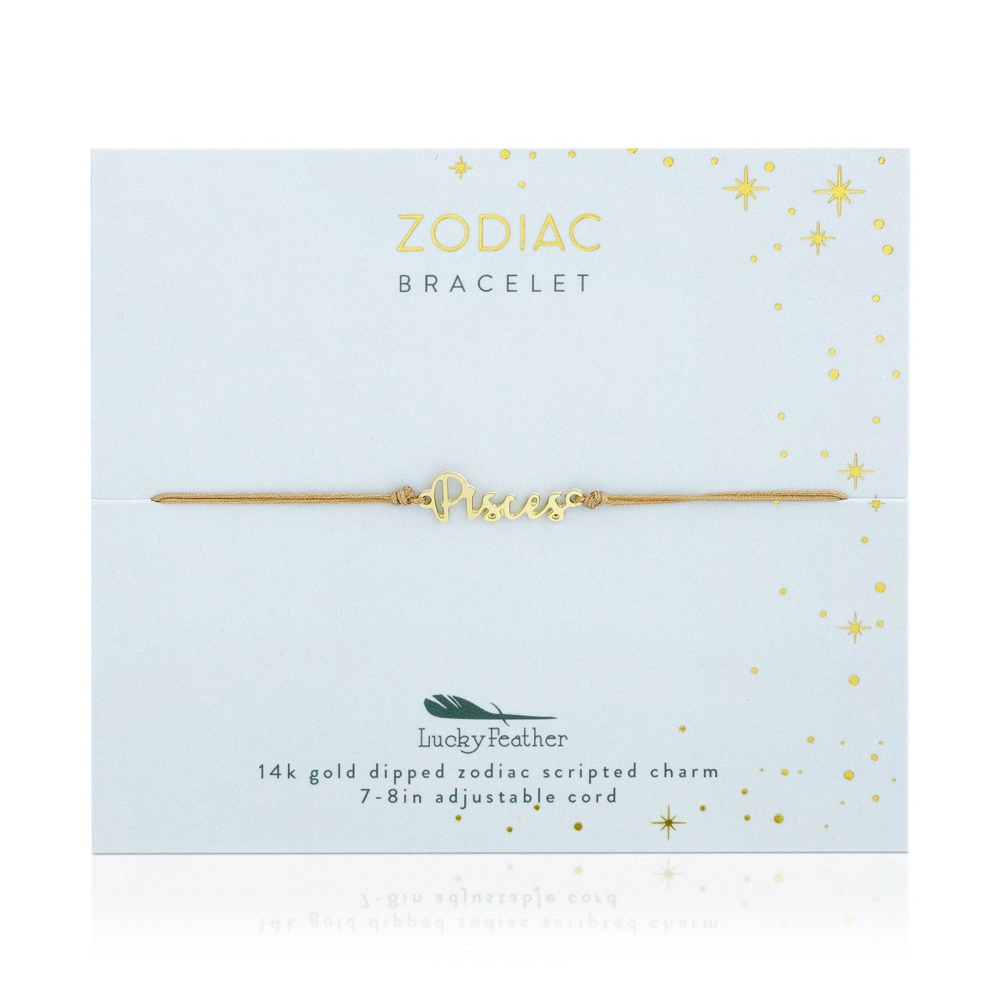 PISCES Zodiac Cord Bracelet Gold - February 19 - March 20 - Nifty Decor & More