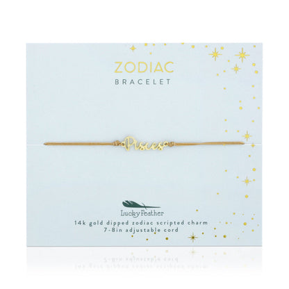 PISCES Zodiac Cord Bracelet Gold - February 19 - March 20 - Nifty Decor & More