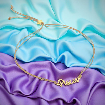 PISCES Zodiac Cord Bracelet Gold - February 19 - March 20 Zodiac Sign Bracelets