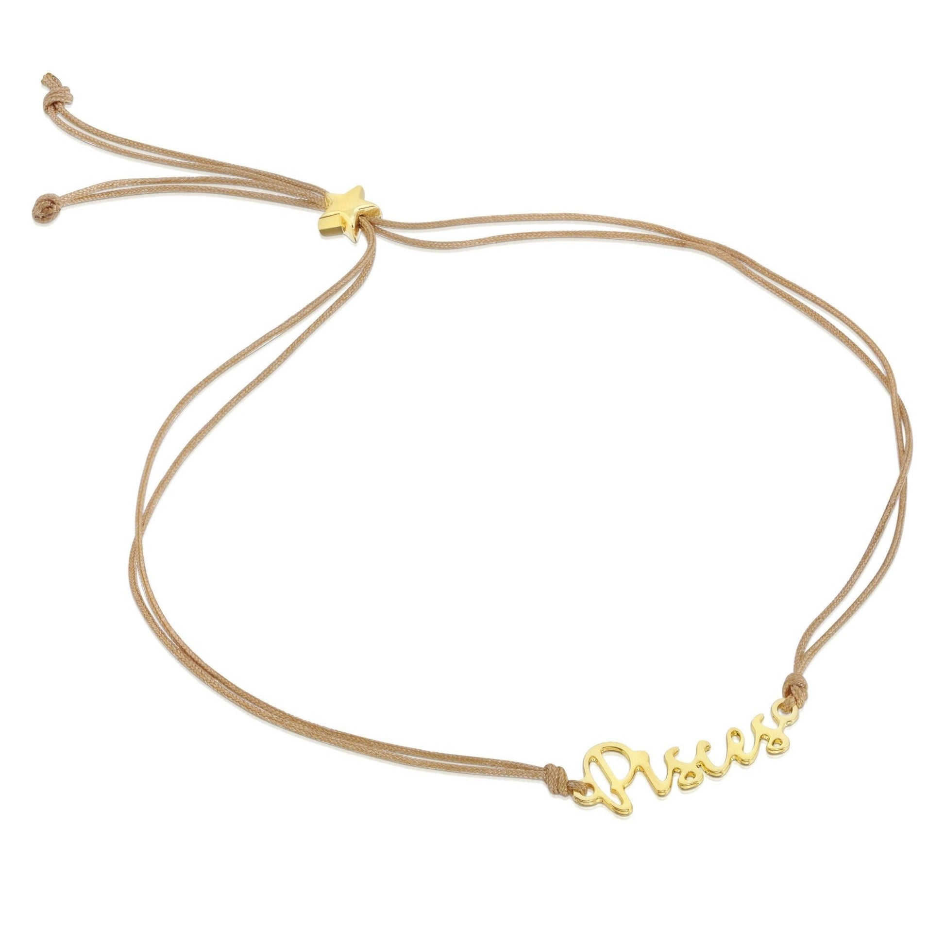 PISCES Zodiac Cord Bracelet Gold - February 19 - March 20 - Nifty Decor & More