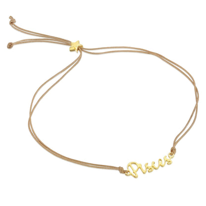 PISCES Zodiac Cord Bracelet Gold - February 19 - March 20 - Nifty Decor & More