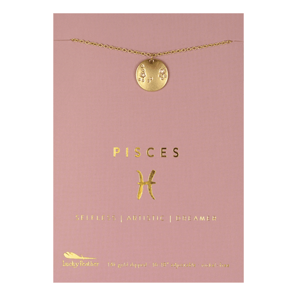PISCES Zodiac Necklace - Gold - (Feb 19 - Mar 20) - Nifty Decor & More