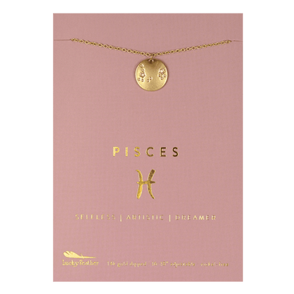 PISCES Zodiac Necklace - Gold - (Feb 19 - Mar 20) - Nifty Decor & More