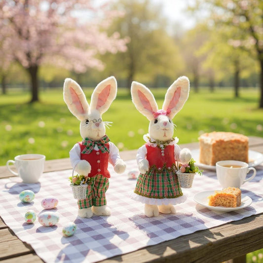 Plaid Bunny - Assorted Sizes for Easter & Spring Decor, Cute Rabbit Decorations for Home, Seasonal Festive Touch Easter Decor