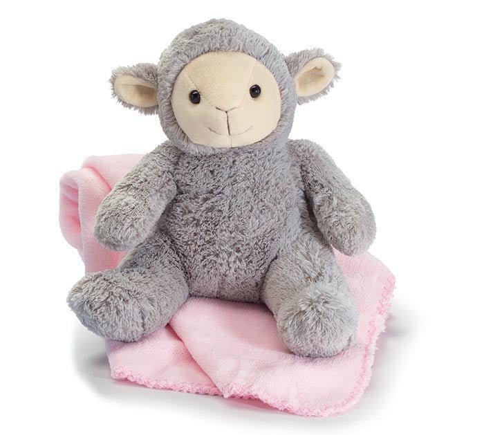 Plush Lamb With Blanket | Adorable Baby Gift, Nursery Decor & Baby Shower Present for Kids Pink