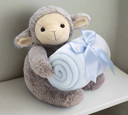 Plush Lamb With Blanket | Adorable Baby Gift, Nursery Decor & Baby Shower Present for Kids - Nifty Decor & More